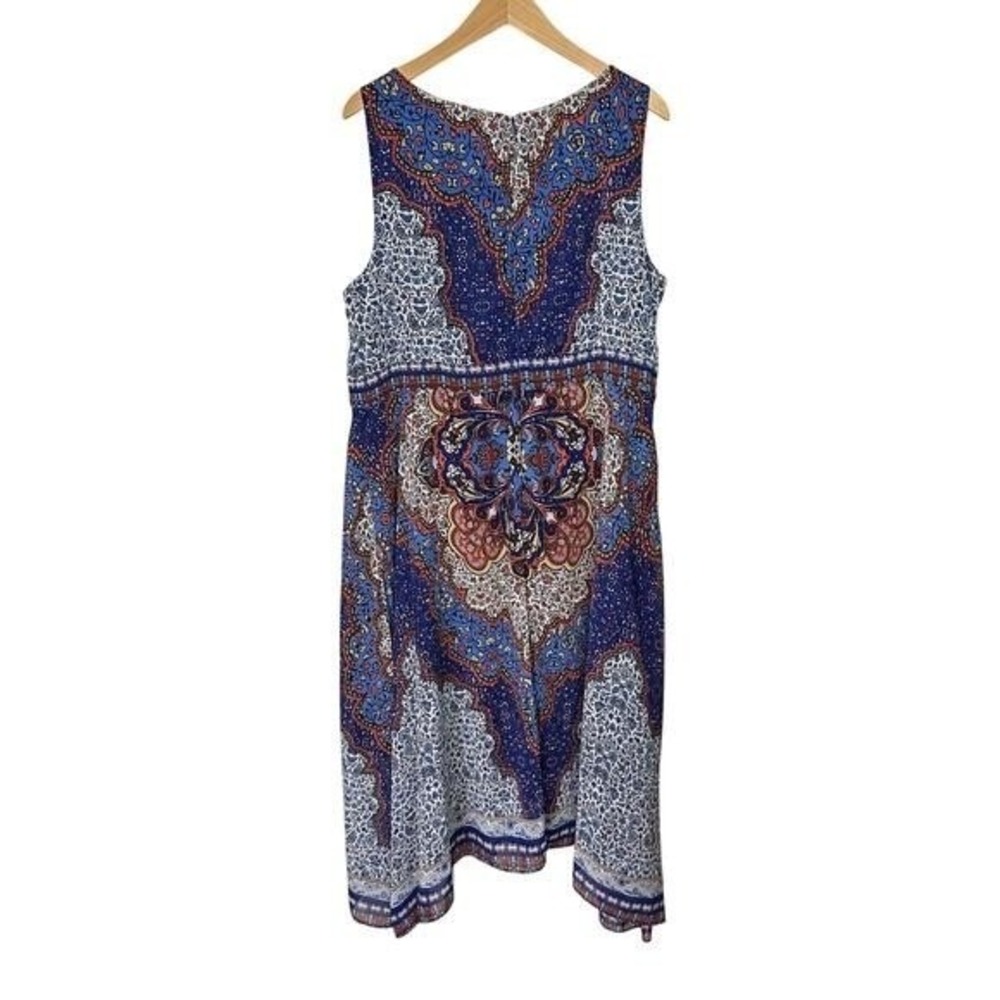 Bohemian Maxi Dress Sleeveless Floral Multicolor Blue Grecian 18W Studio One‎ - Picture 3 of 7